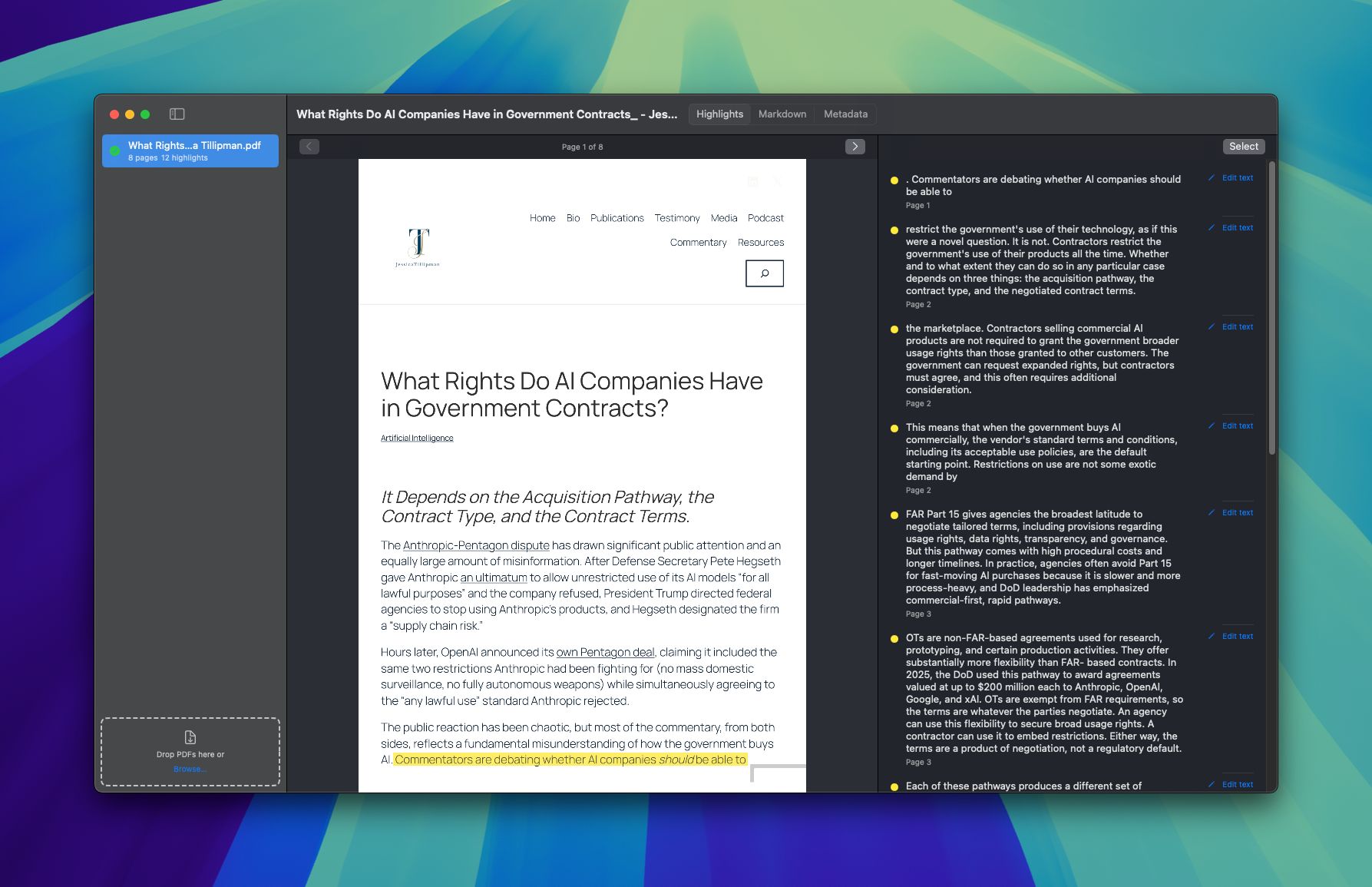 Highlights Extractor, Mac-programmet Claude Code och jag bygger.