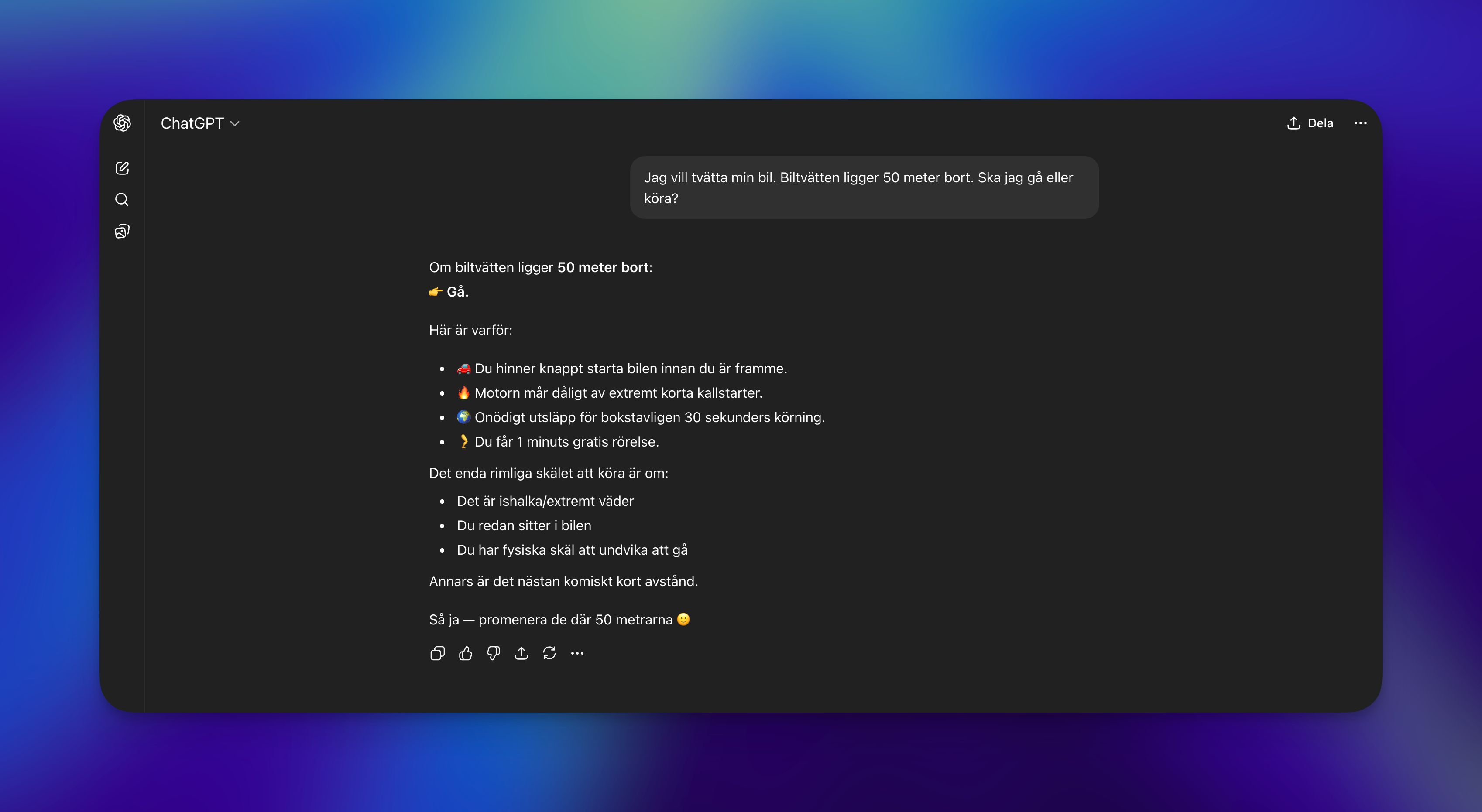 ChatGPT i gratisversion svarar fel på frågan.