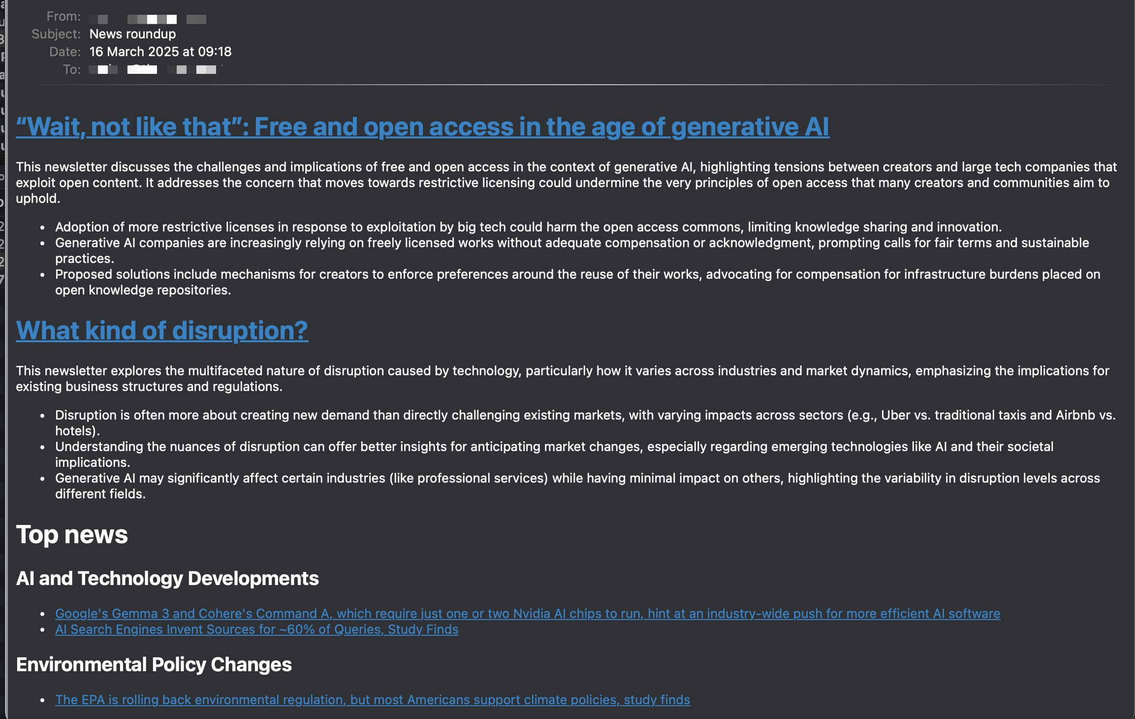 Mailet som dyker upp i min inkorg varje morgon.