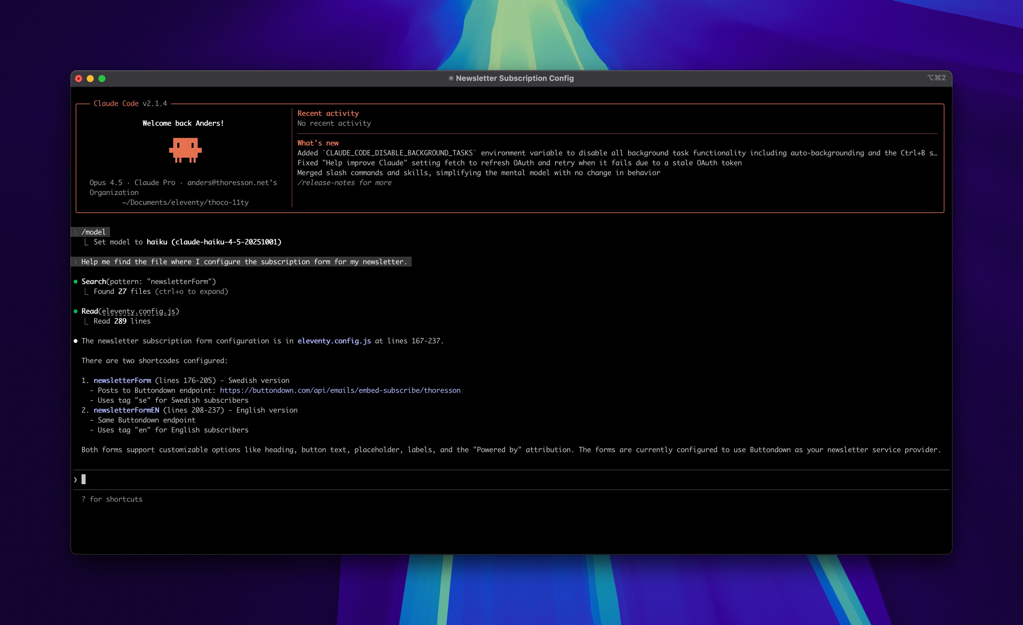 Claude Code som assistent för webbutveckling.